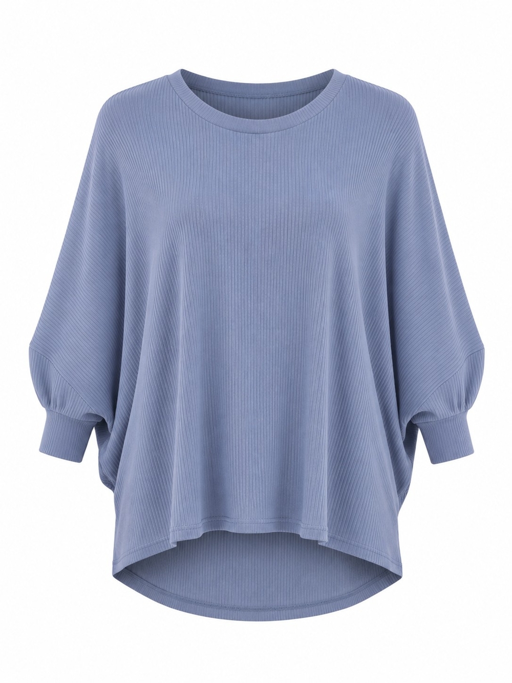LOFT Light Blue Ribbed Batwing Sleeve Blouse Women’s Large Oversized Dolman Top